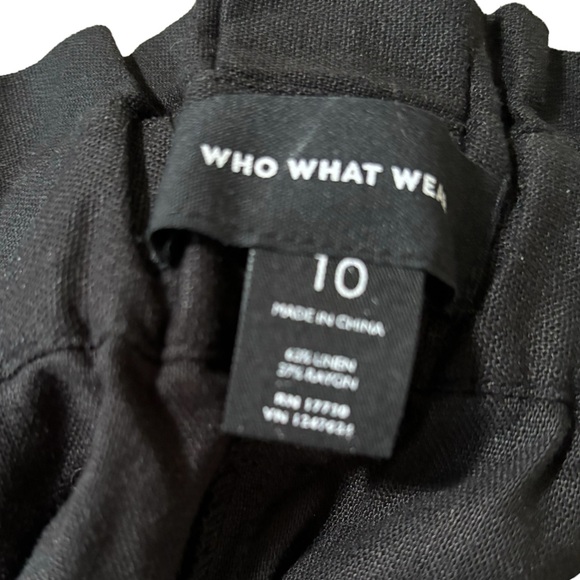 Who What Wear Black Linen Blend Paper Bag Waist Belted Pant Size 10 - Picture 5 of 5